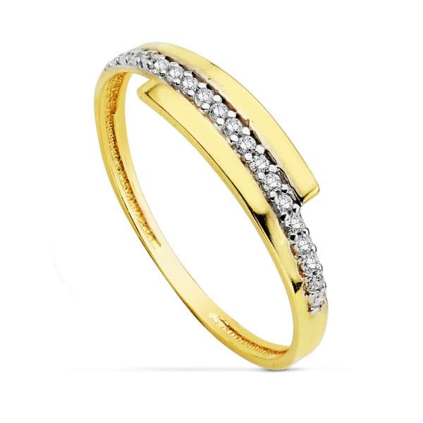 18K Bague Zircon en Or Bicolore