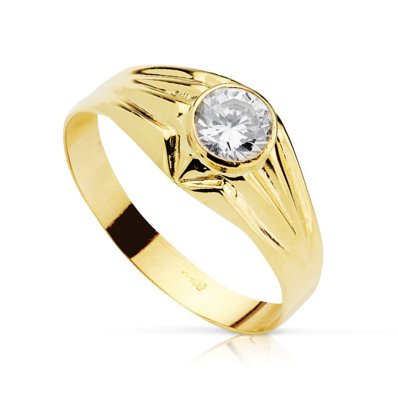 18K Yellow Gold Solitaire Ring 5 mm