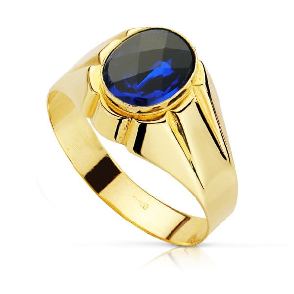 18K Chevalier Homme en Or Jaune Zircon S