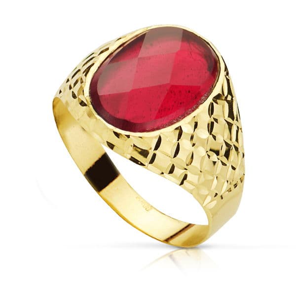 18K Oval Ruby Spinel Sten Signetring 14X10 mm