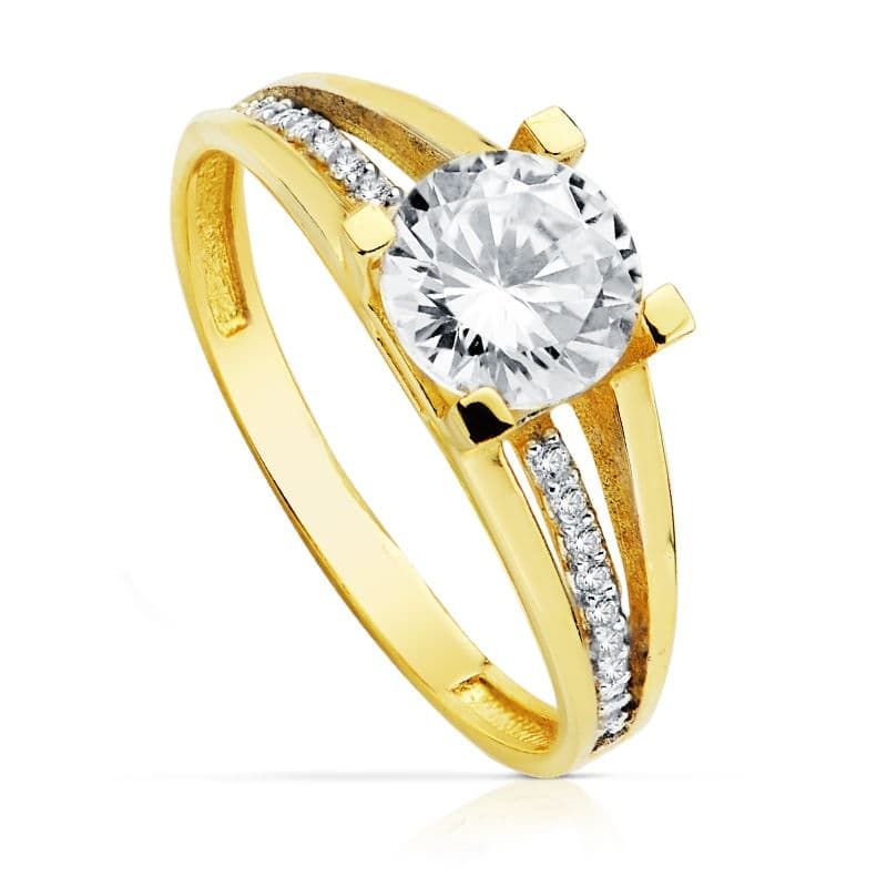 18K Yellow Gold Zircon Solitaire Ring 7.00 18-P