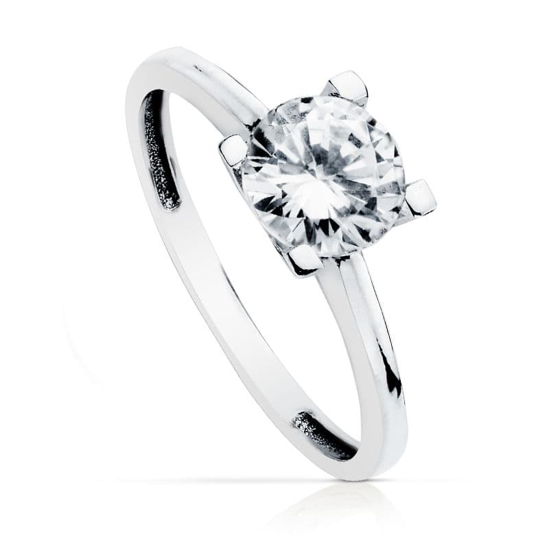 18K witgouden solitaire ring met zirkoon, 7,00 mm