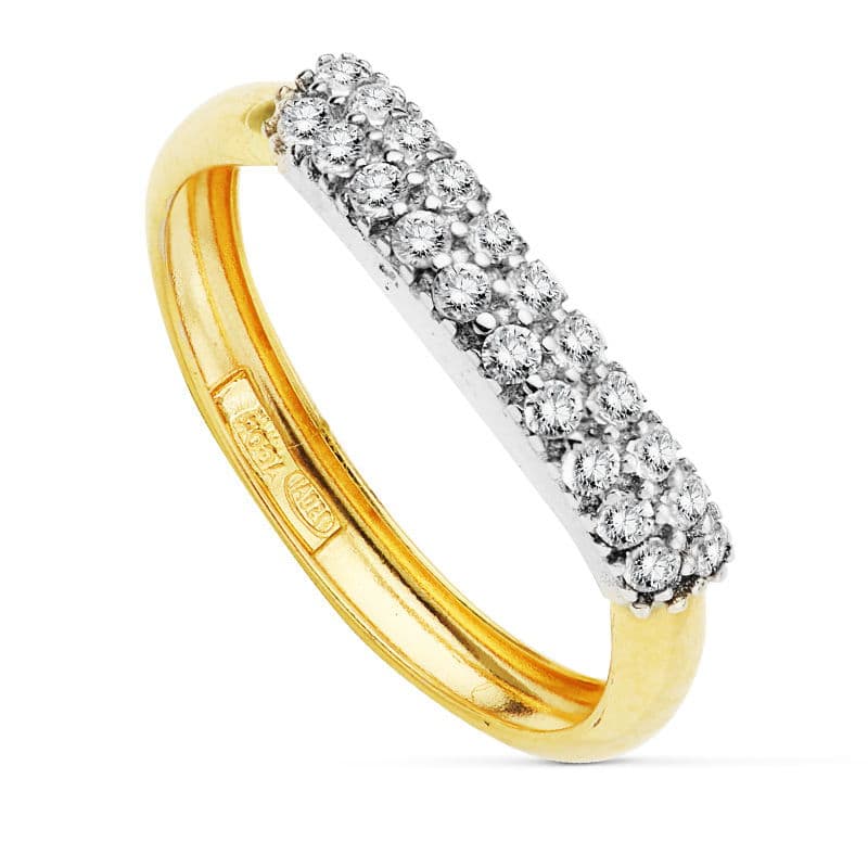 18K guld tofarvet zirkonring