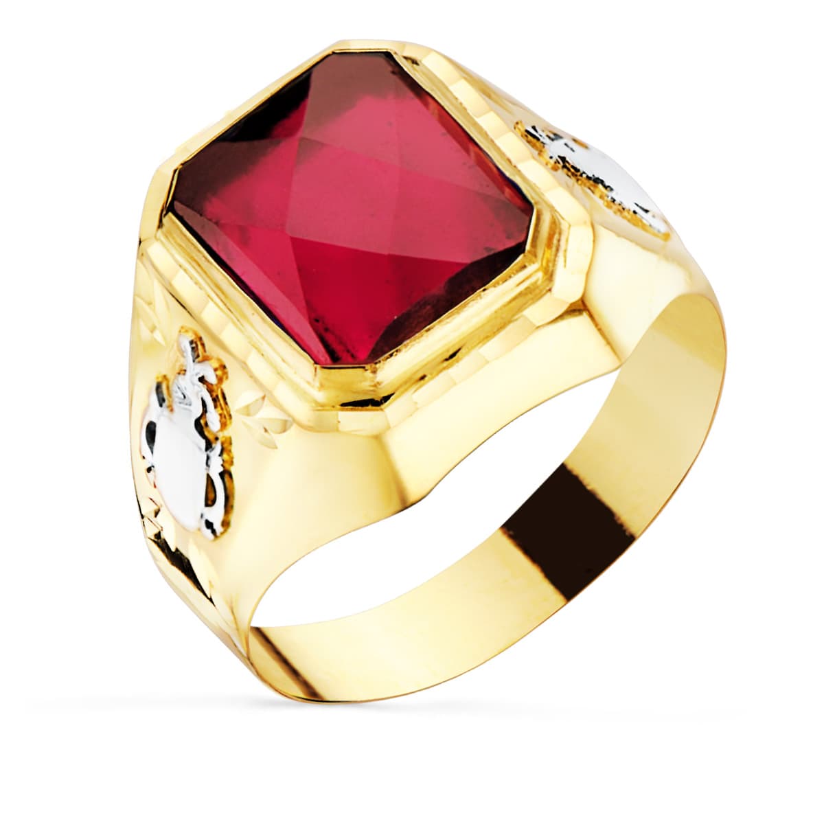 18K Chevalier Homme en Or Jaune Zircon S