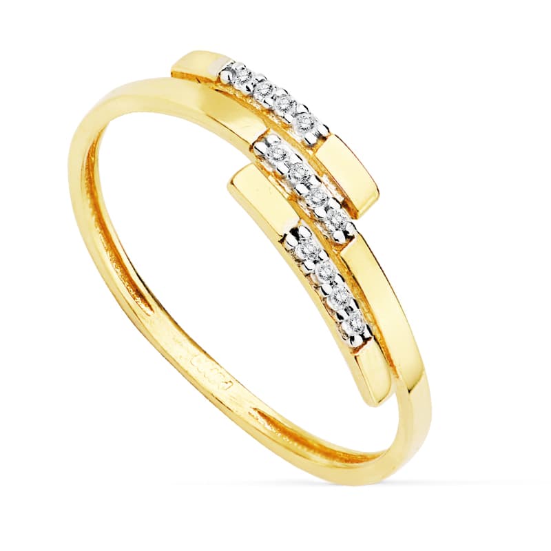 Anillo Oro Bicolor Circonitas 18K