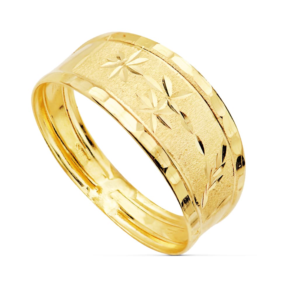 18K Yellow Gold Faceted Ring 8 mm
