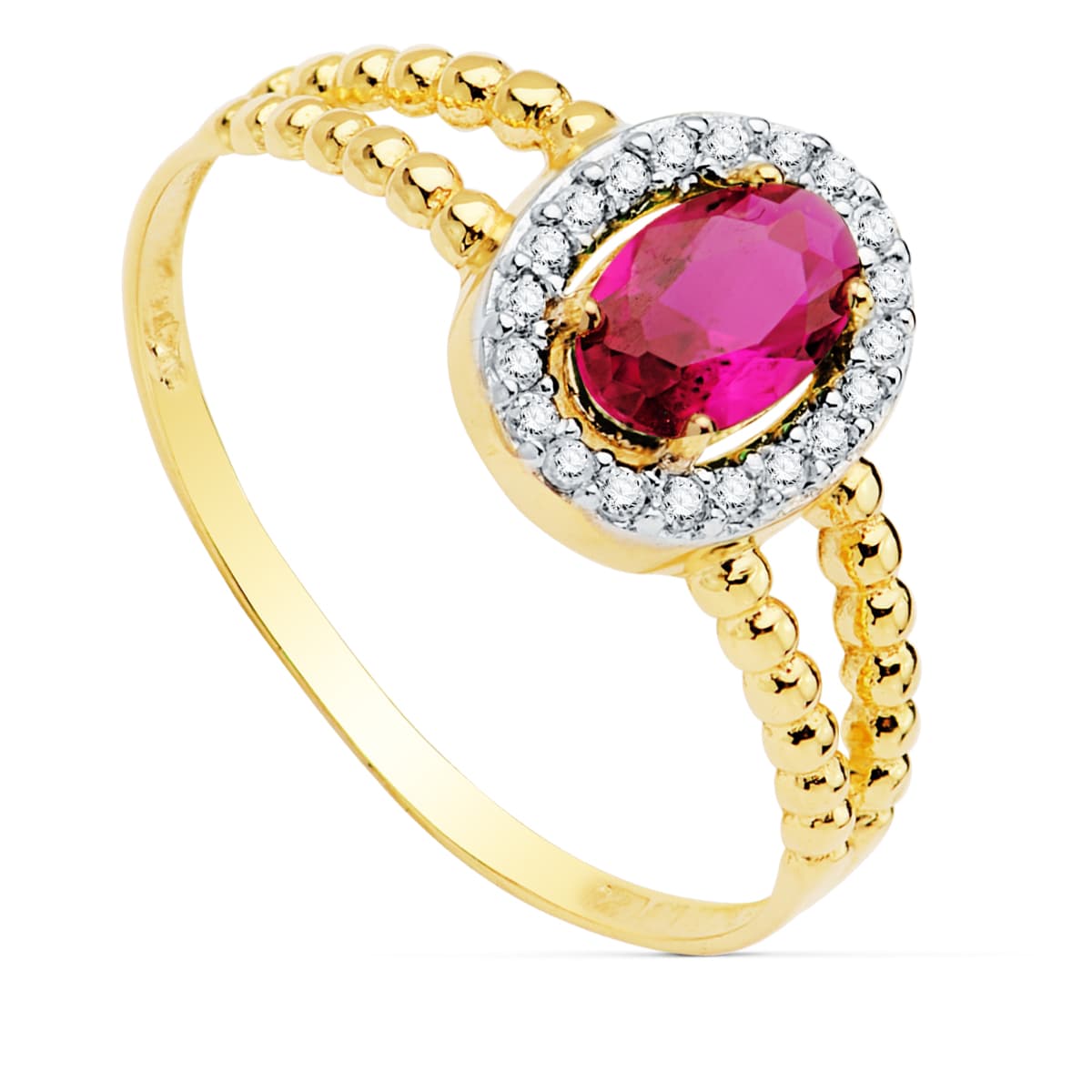 Anel em ouro bicolor 18K 6X4 oval 20-P