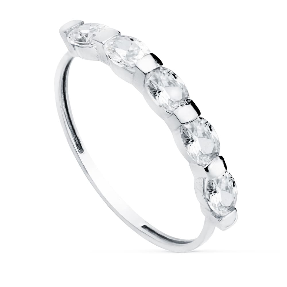 18K Vitguld Zirkon Ring 4X3 mm