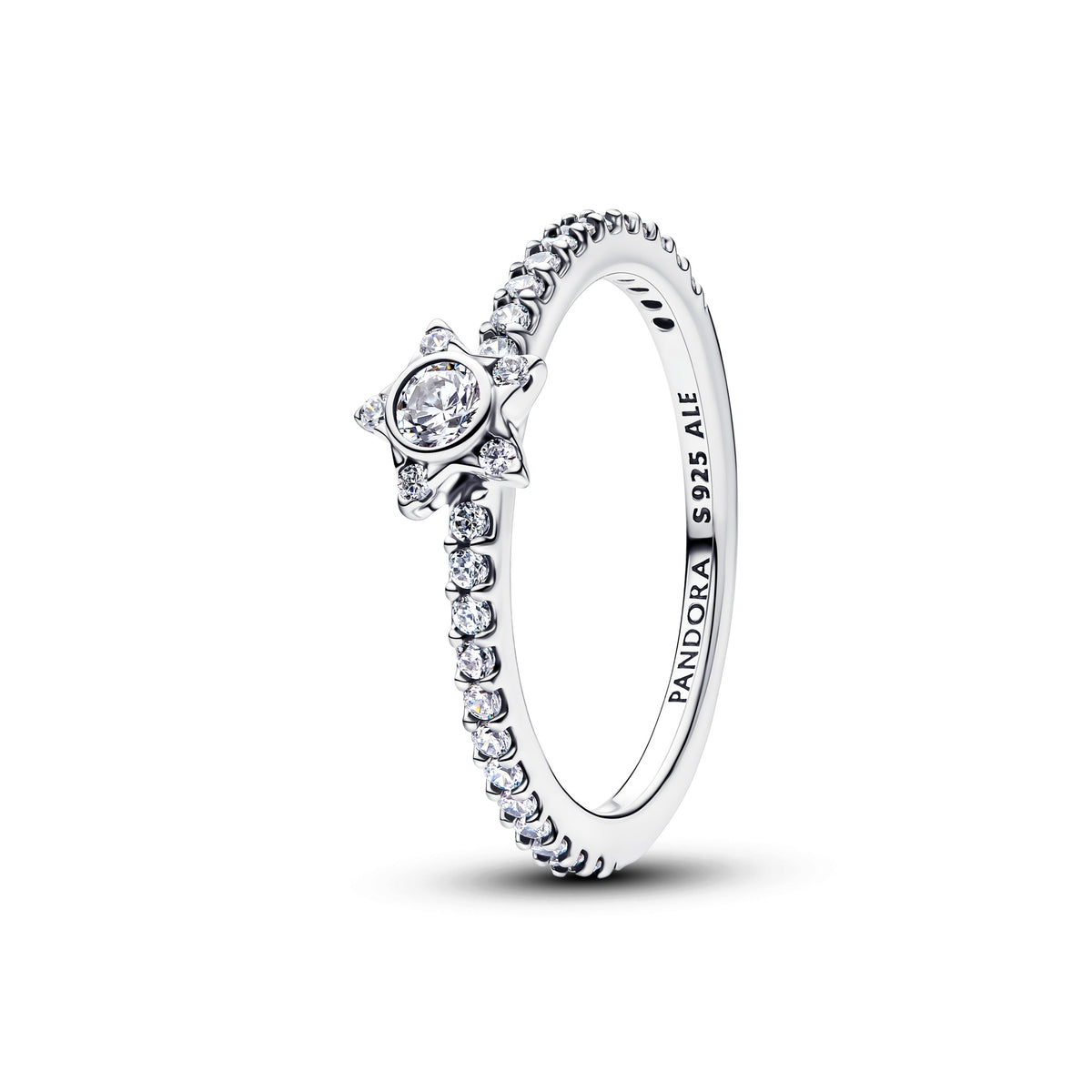 Bague Pavé et Étoile Scintillante Argent