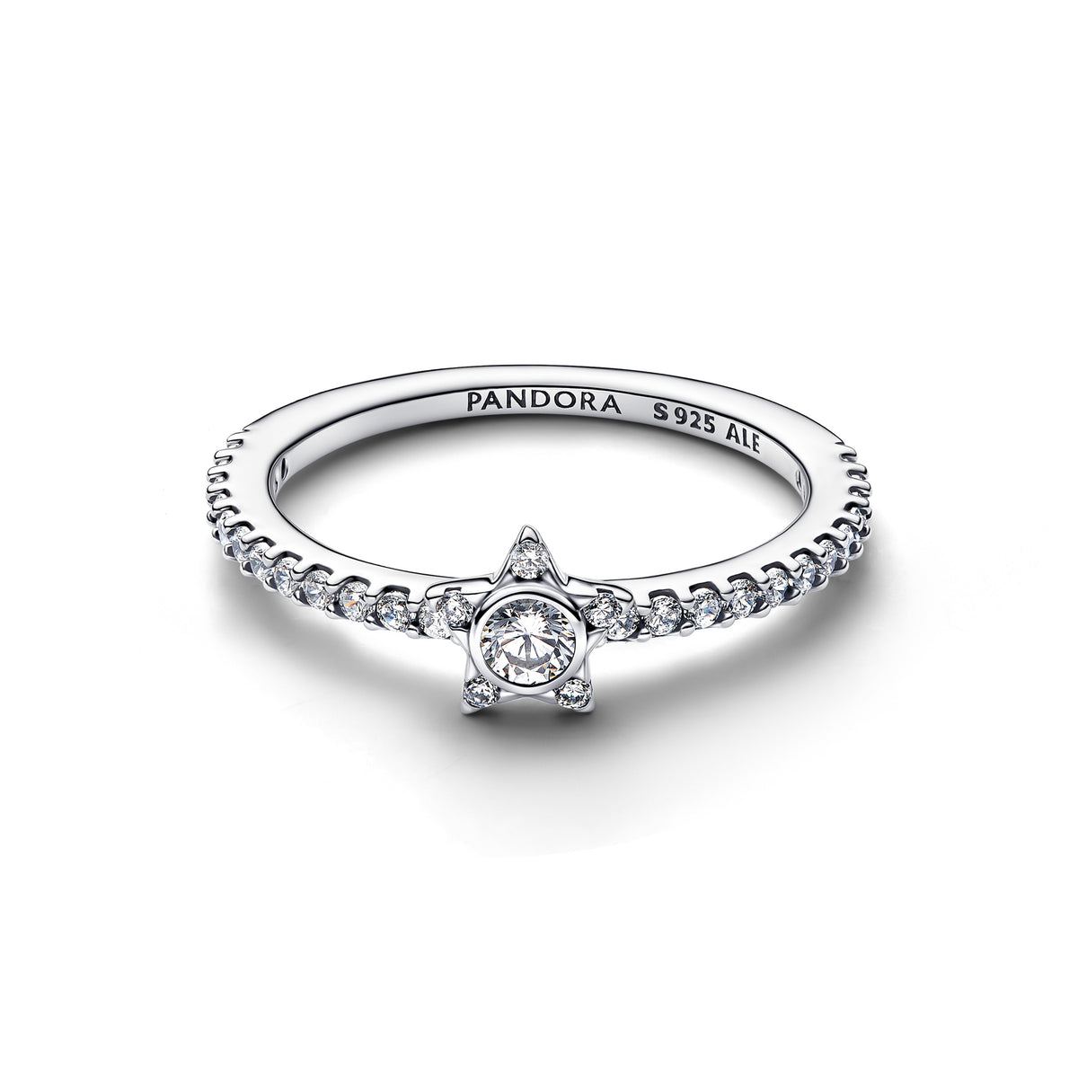 Bague Pavé et Étoile Scintillante Argent – vue 2
