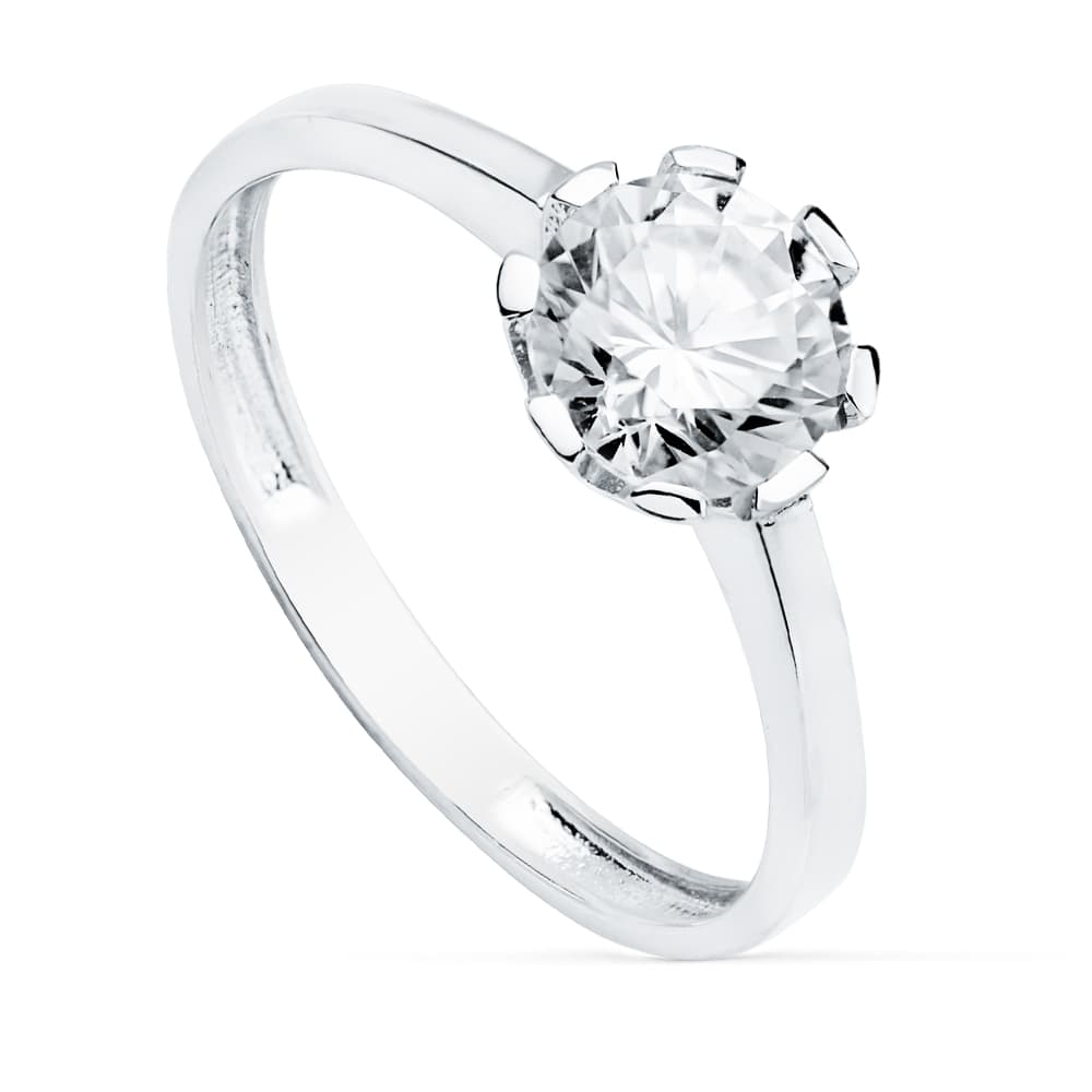 18K Guld Zircon Solitaire Ring 6,50 mm