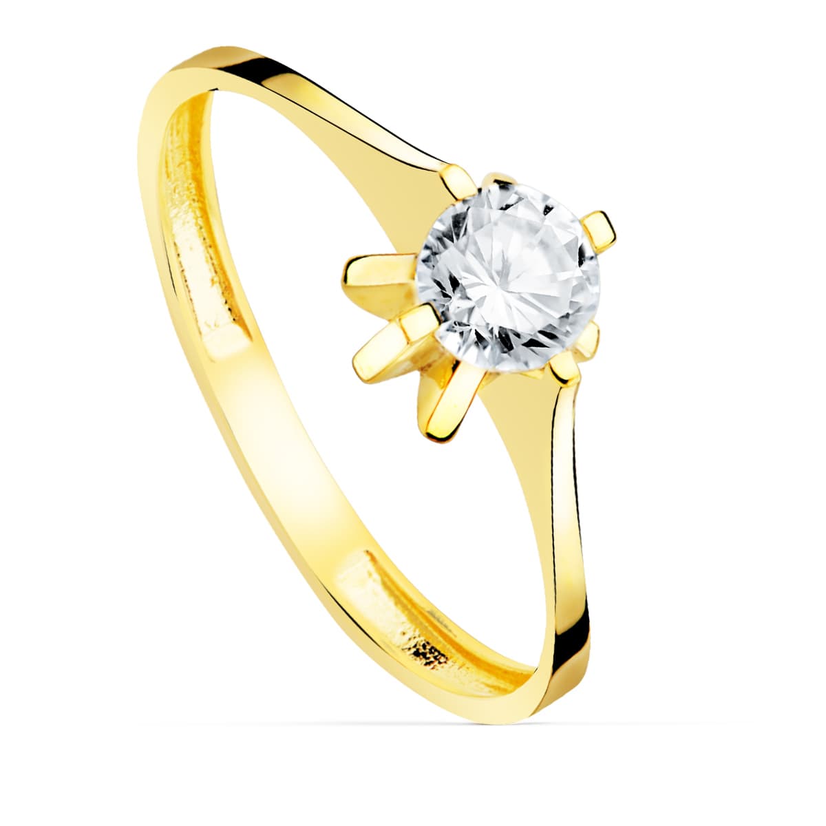 18K Guld Solitaire Ring Zirkon 4,75 mm