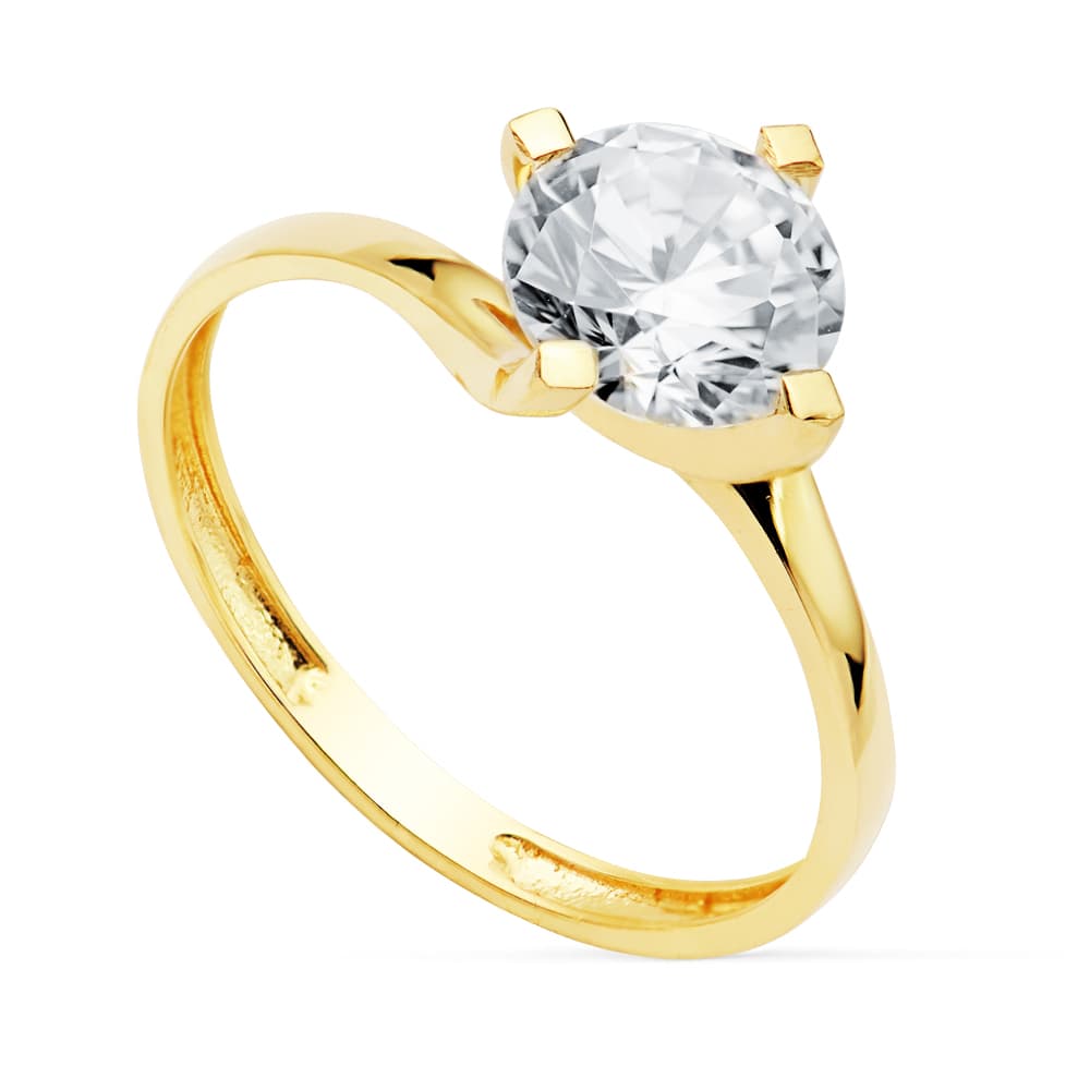 18K Gul Guld Solitaire Zirkon 7 mm