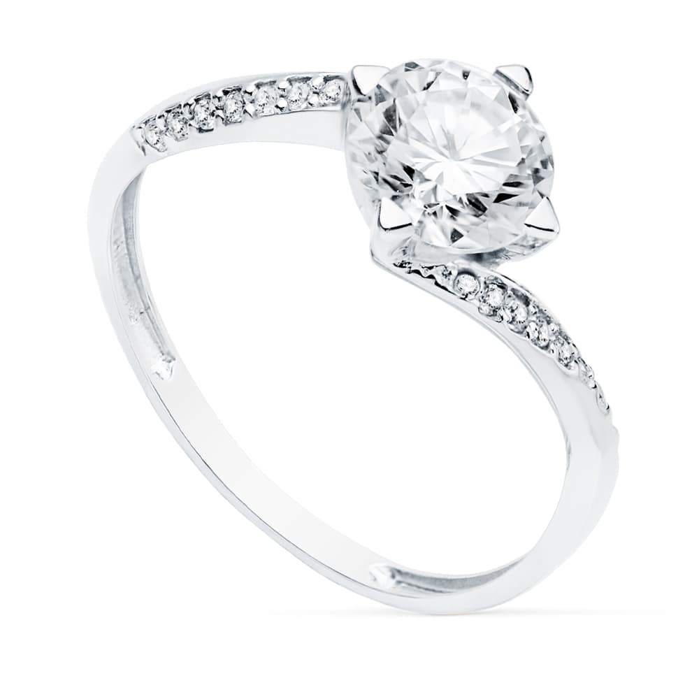 18K witgouden solitaire ring met zirkoon