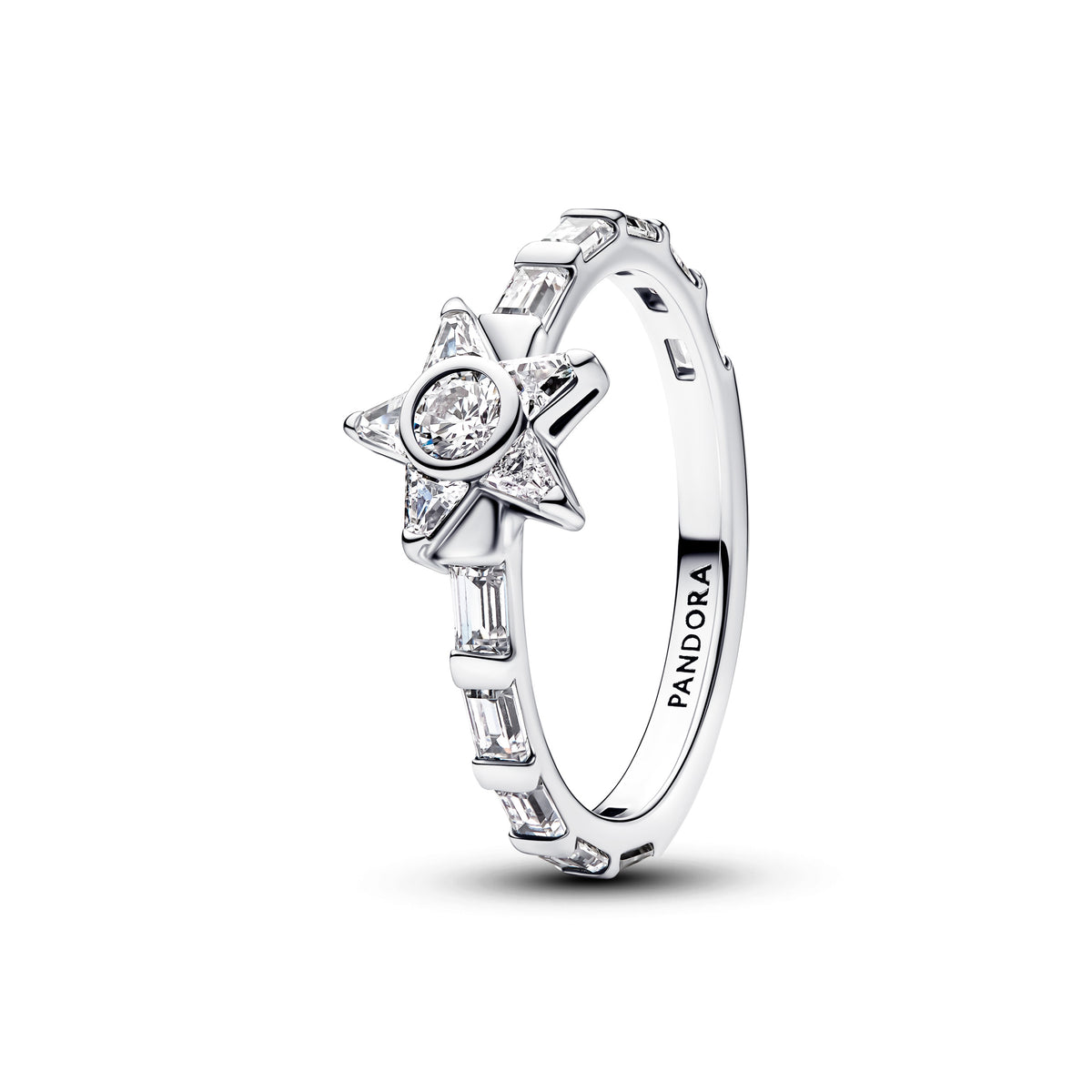 Bague Baguettes et Étoile Scintillante Argent