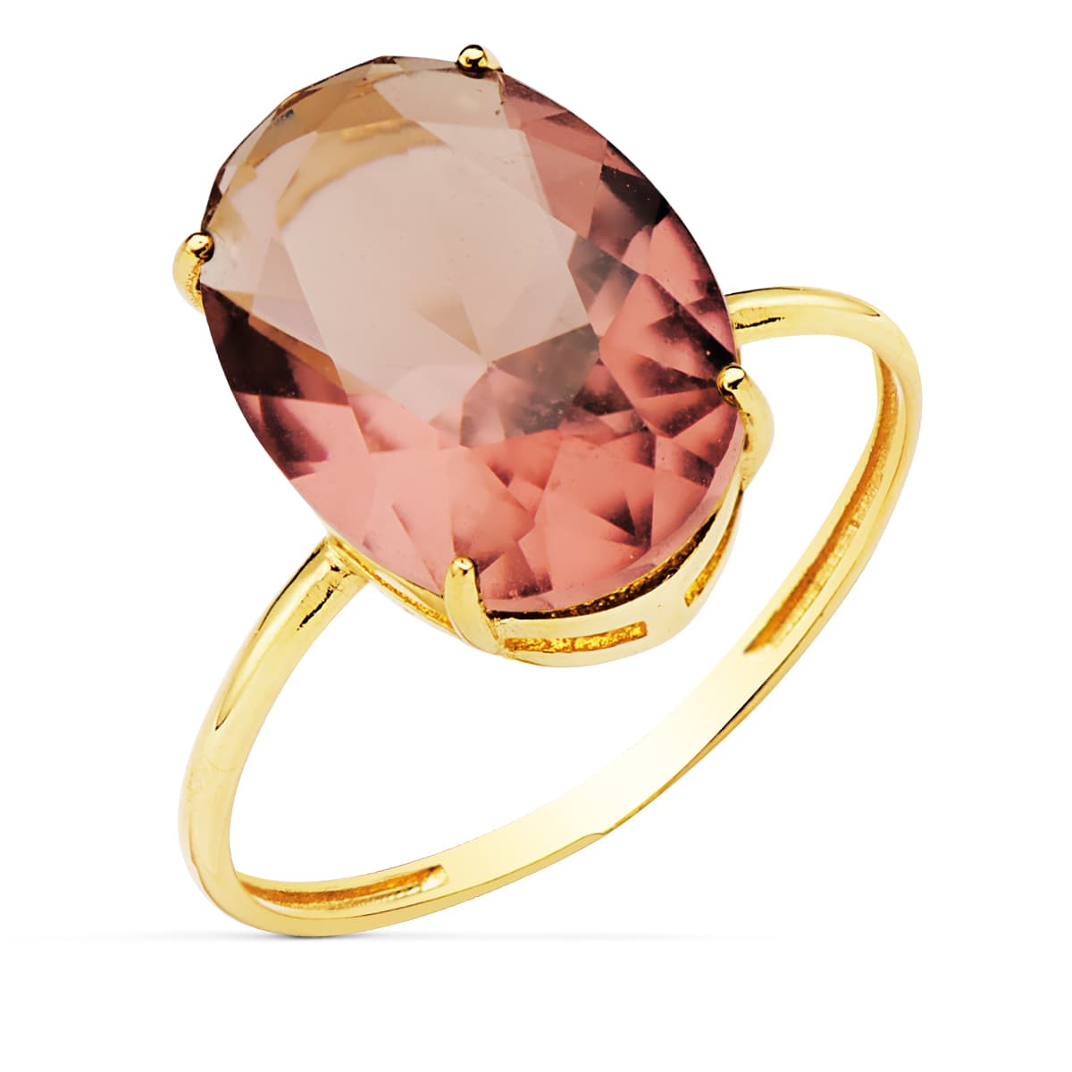 18K Gulguld Oval Stenring 14X10MM