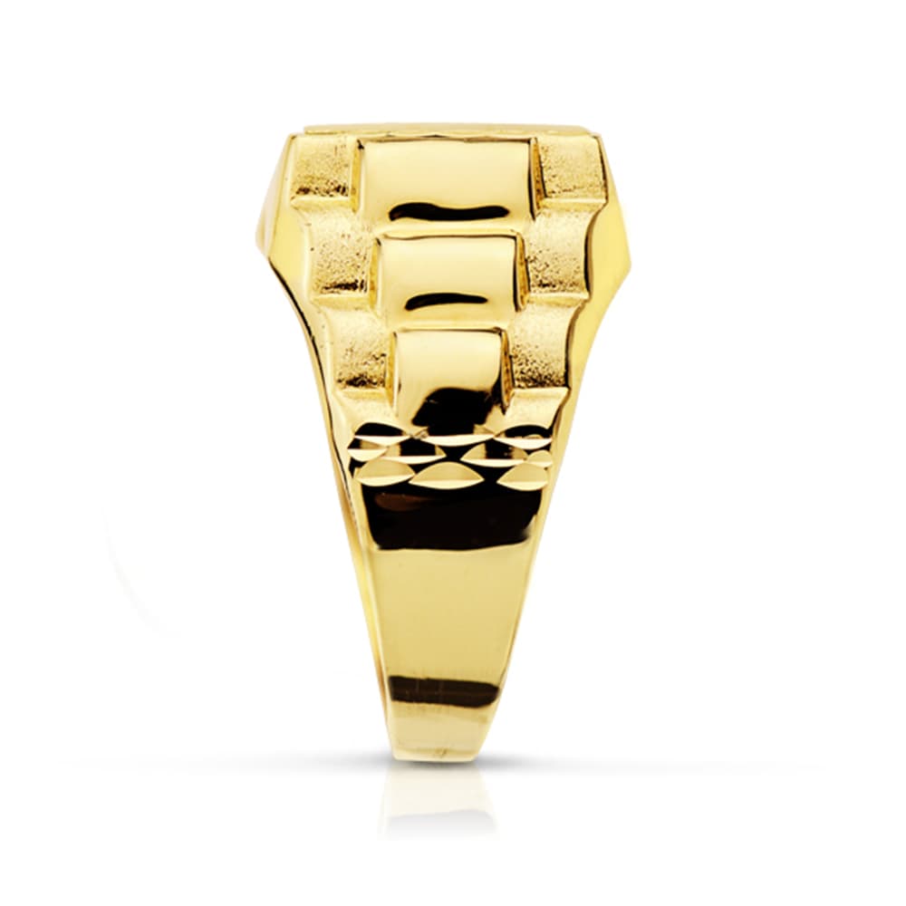 18K geelgouden holle zegelring voor heren, 11 x 11 mm