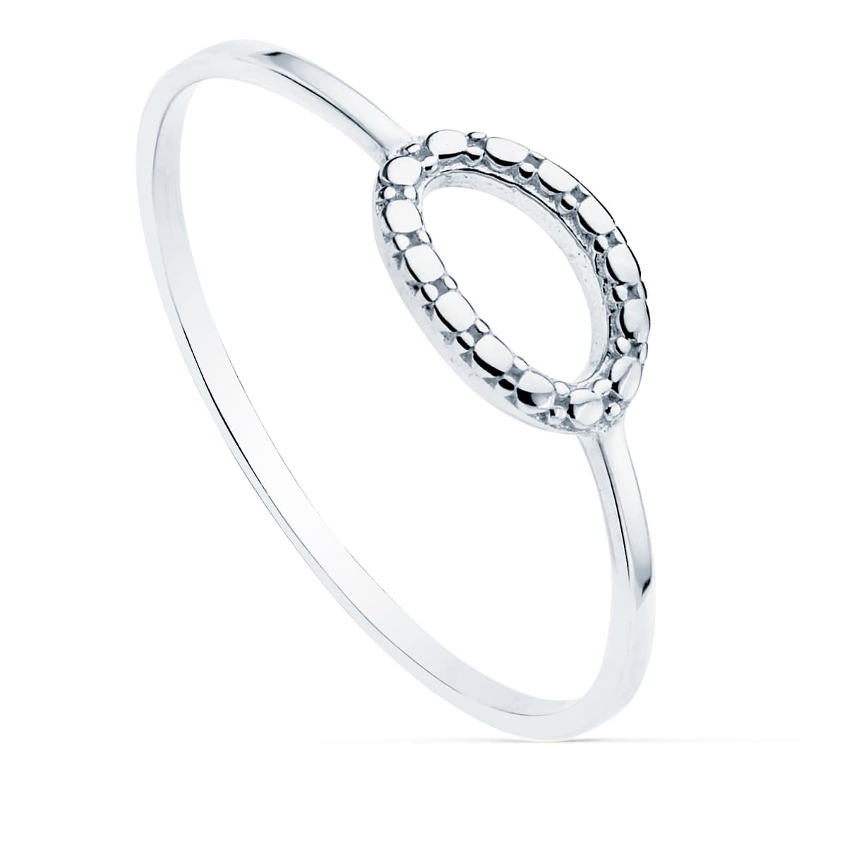 18K Vitguld Ring Ovalt mönster 8X5 mm