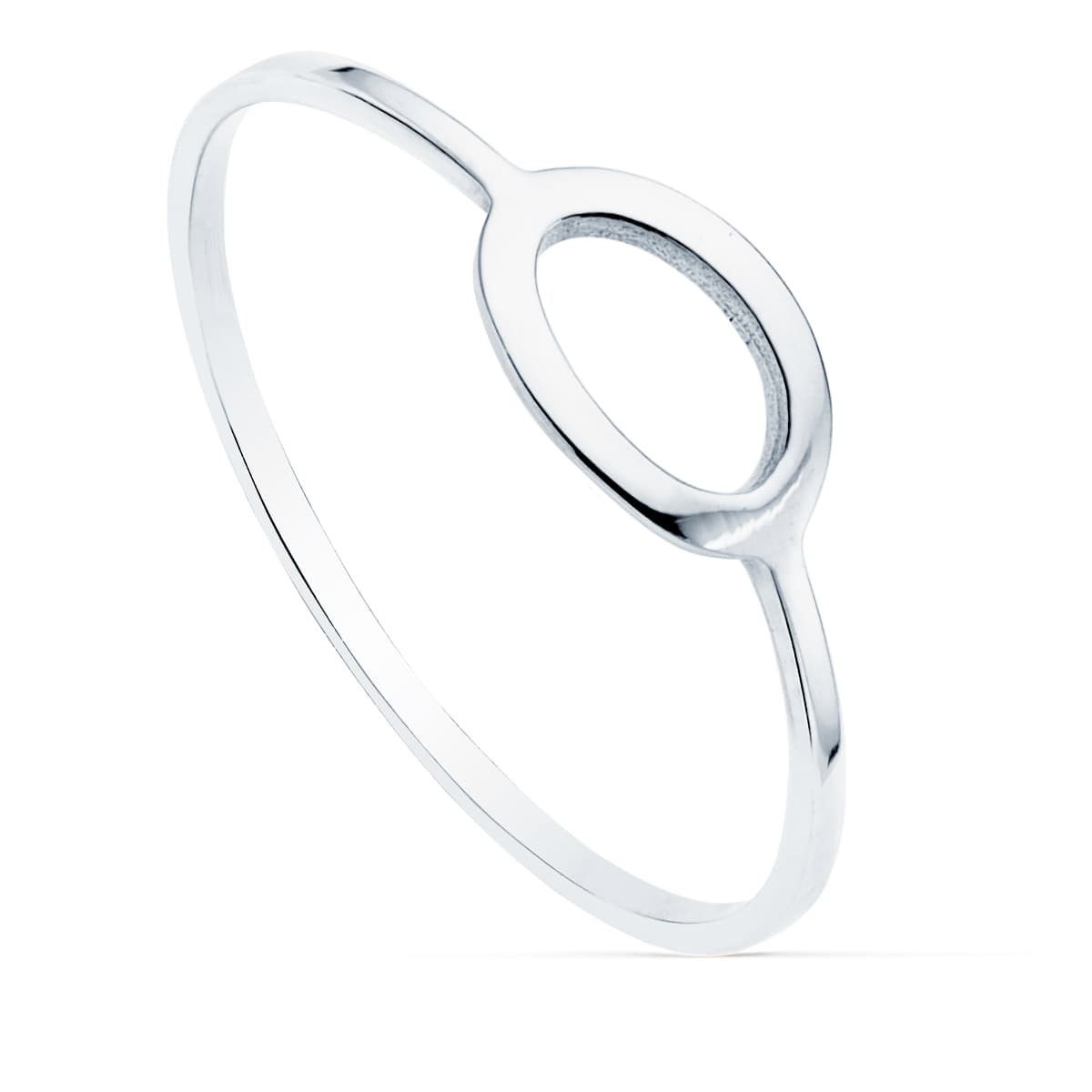 Ring aus 18-karätigem Weißgold mit ovalem Muster, 8 x 5 mm