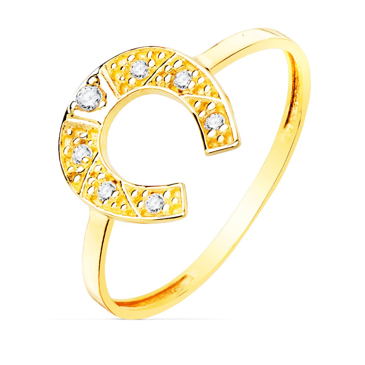 18K gulguld hesteskoring med zirkoner 10 X 10 mm Bredde 1,2 mm