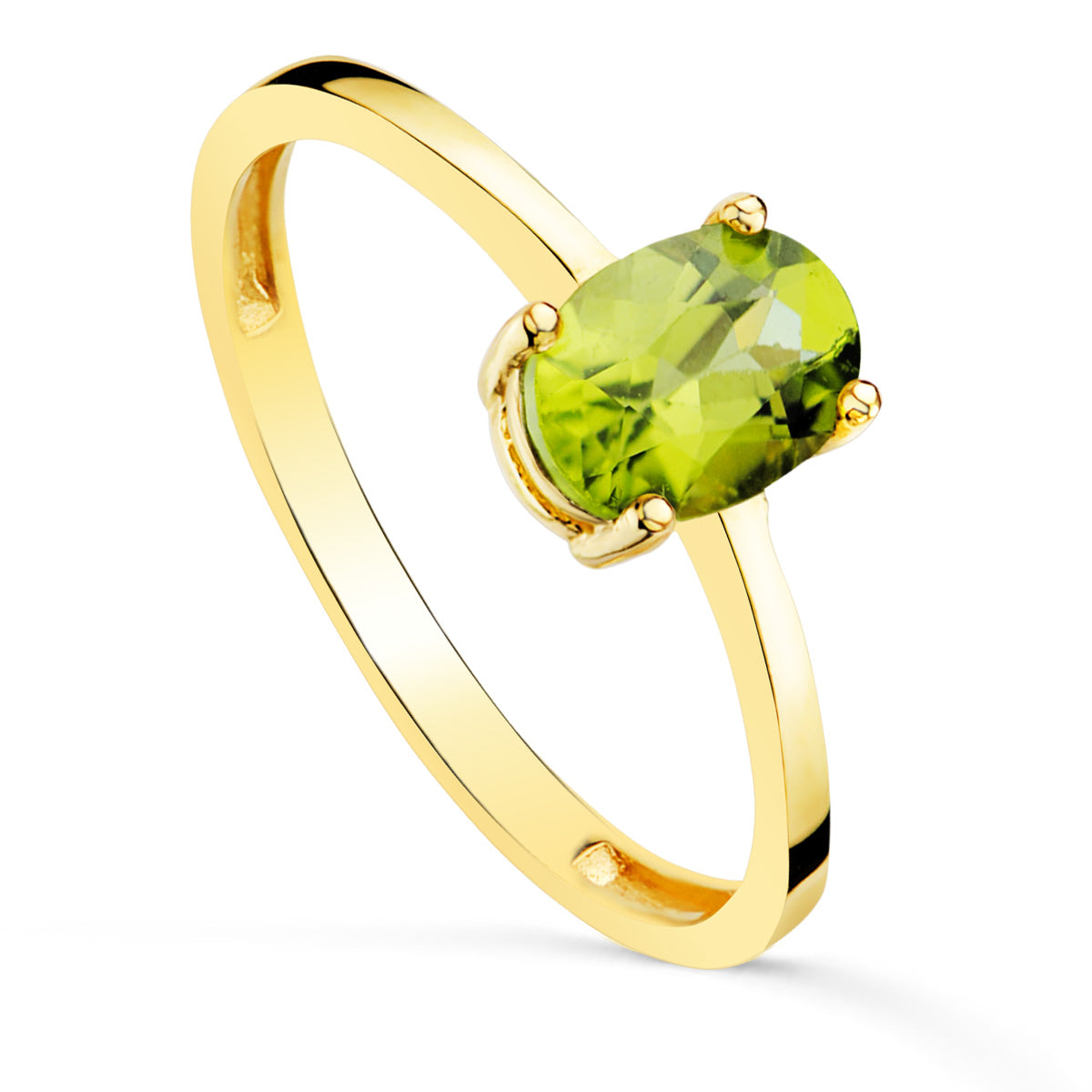18K Gul Guld Peridot Ring 7X 5 mm Krop 2 mm