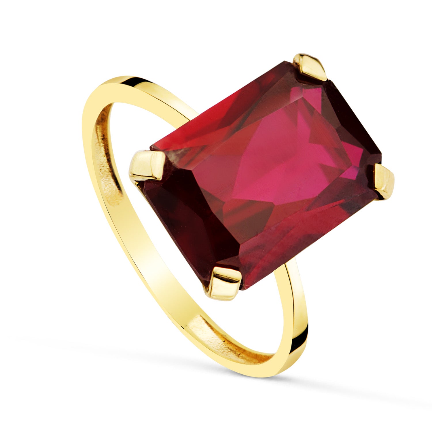 Ruby Stone Spinell Ring 18K gult guld 14 X 10 mm Kroppsbredd: 2MM