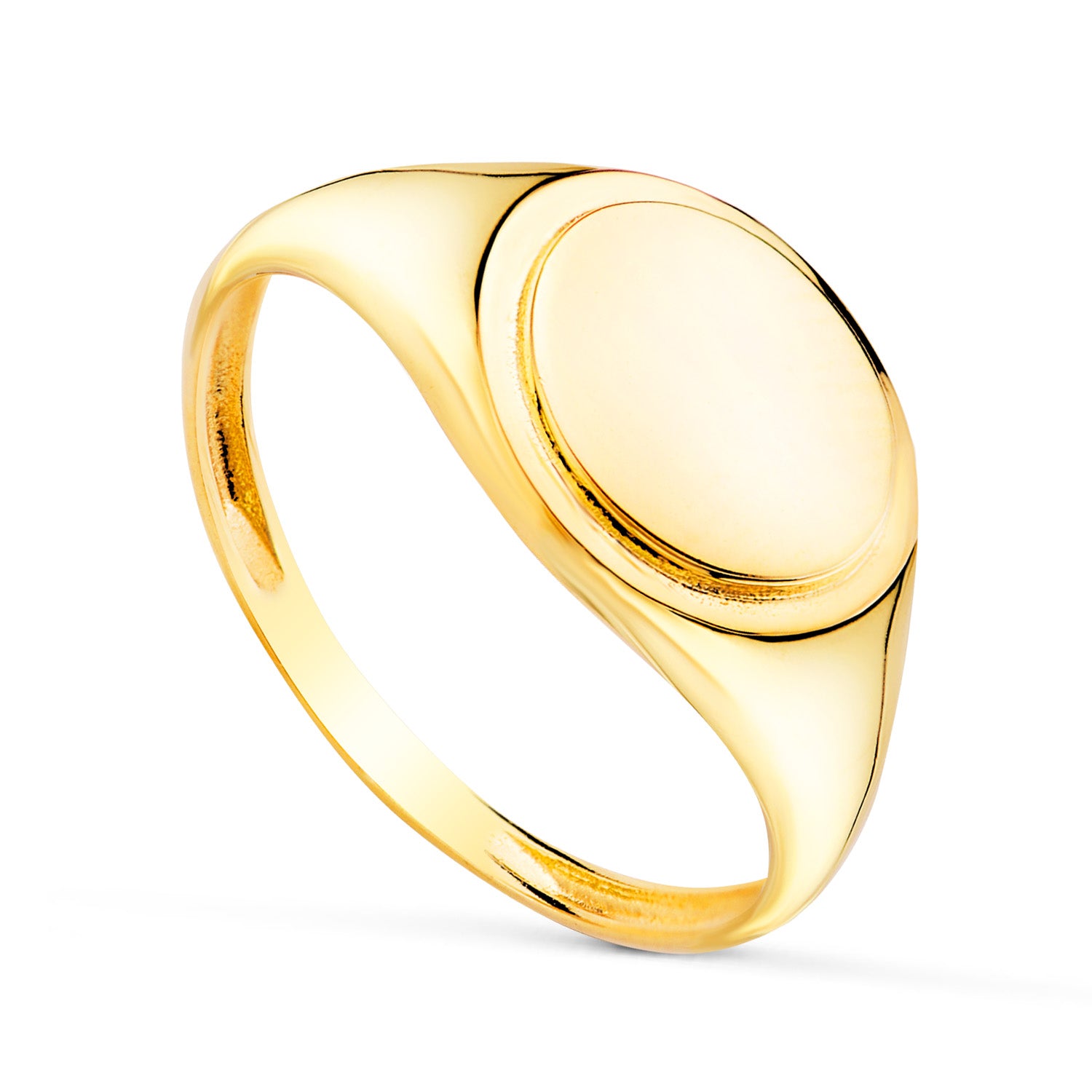 18K Gul Guld Oval Head Signet Ring: 10 x 8 mm