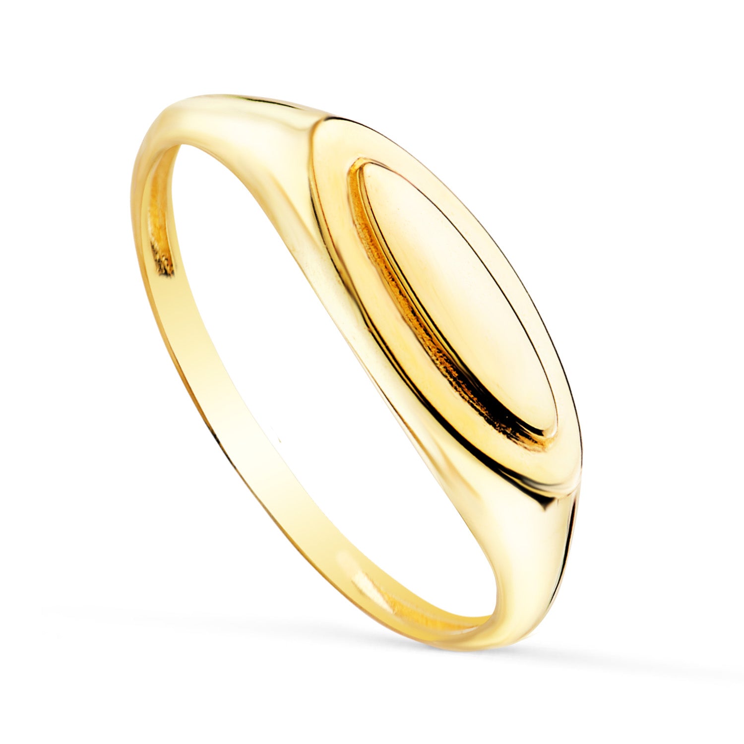 Anel de sinete com cabeça oval em ouro amarelo 18K 11 x 3 mm
