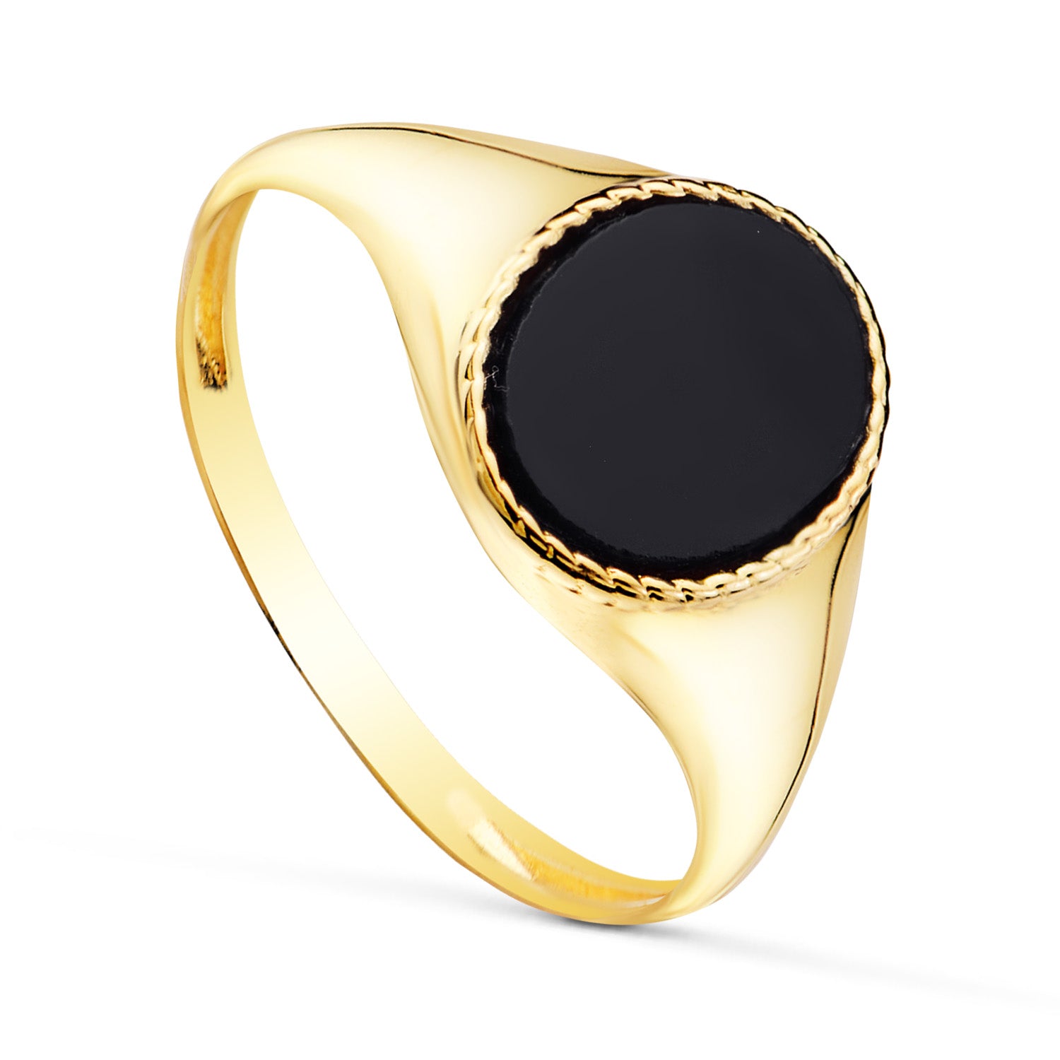 18K gult guld Oval onyxsten Signetring 10 X 8 mm