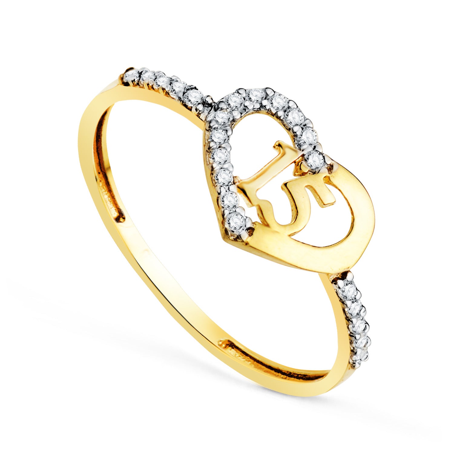 18K Bicolor Gold Sortija med nummer 15 og omkreds