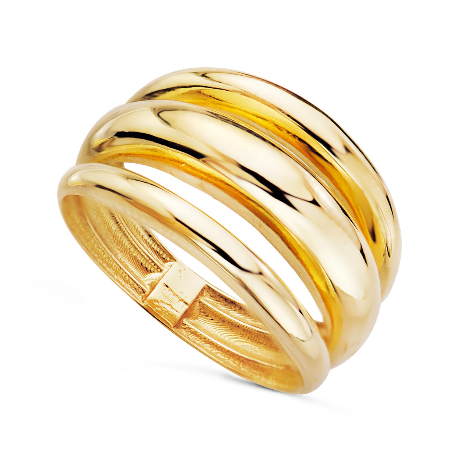 Ring i 18K gult gull Tre ringer i strålende bredde: 12 mm