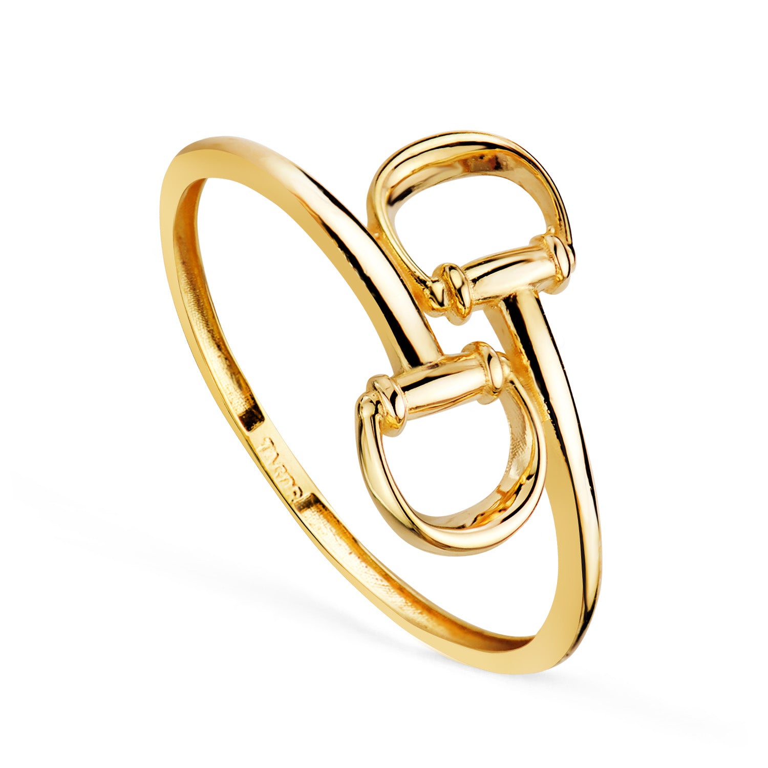 Ring i 18 karat gul guld med ringe og kors - Bredde: 10 mm