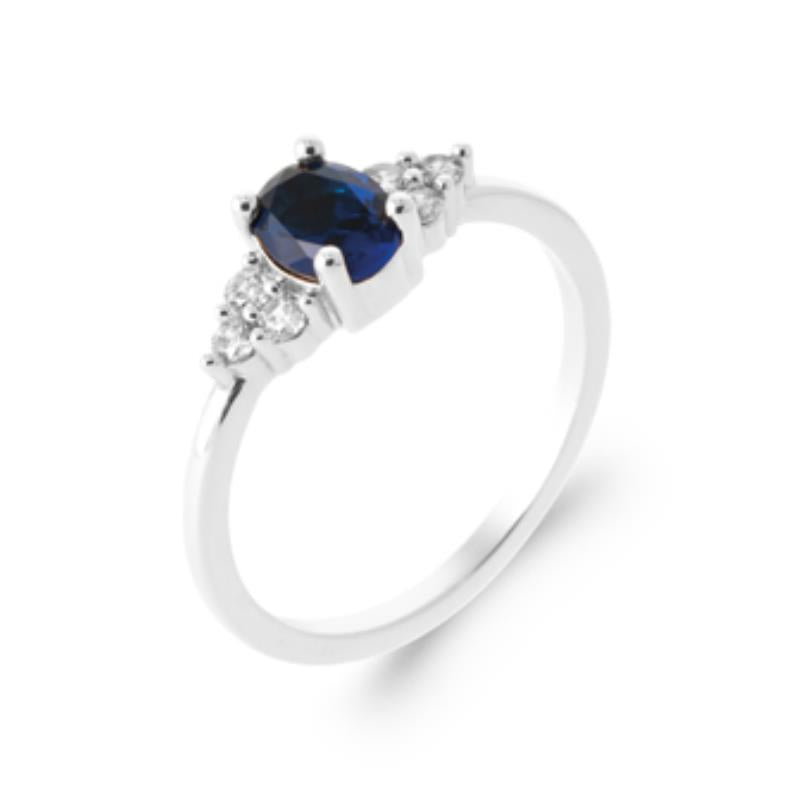 Anillo Ovalado Azul – Plata | Azuline