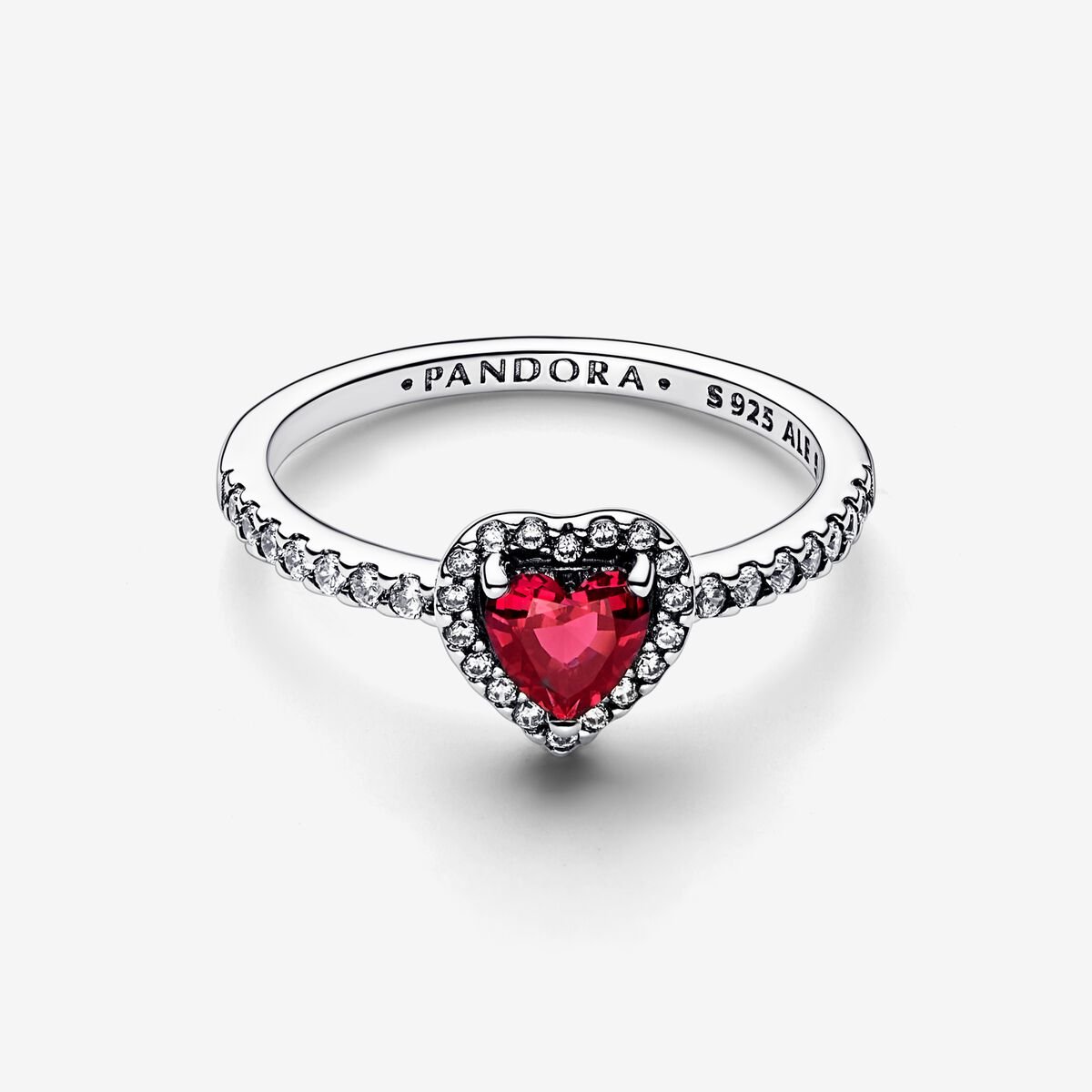 Heart - Red &amp; Silver - Pandora Ring