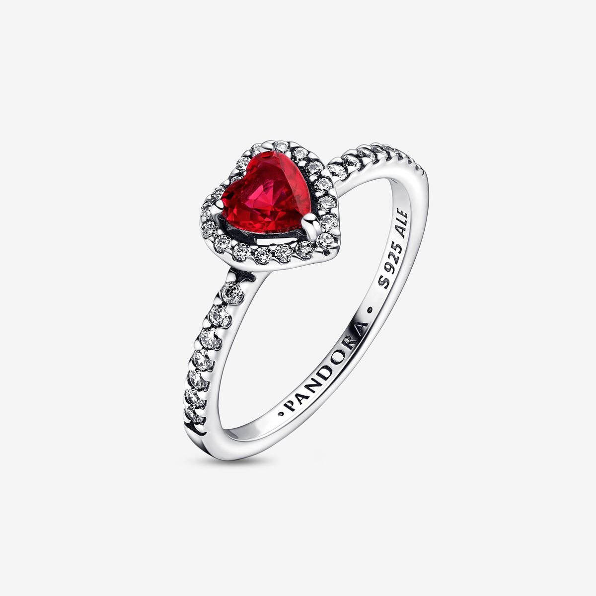 Heart - Red &amp; Silver - Pandora Ring