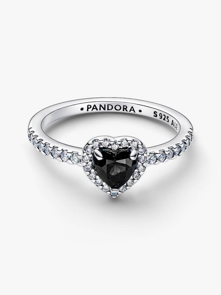 Bague Cœur Noir Surélevé Argent – vue 3