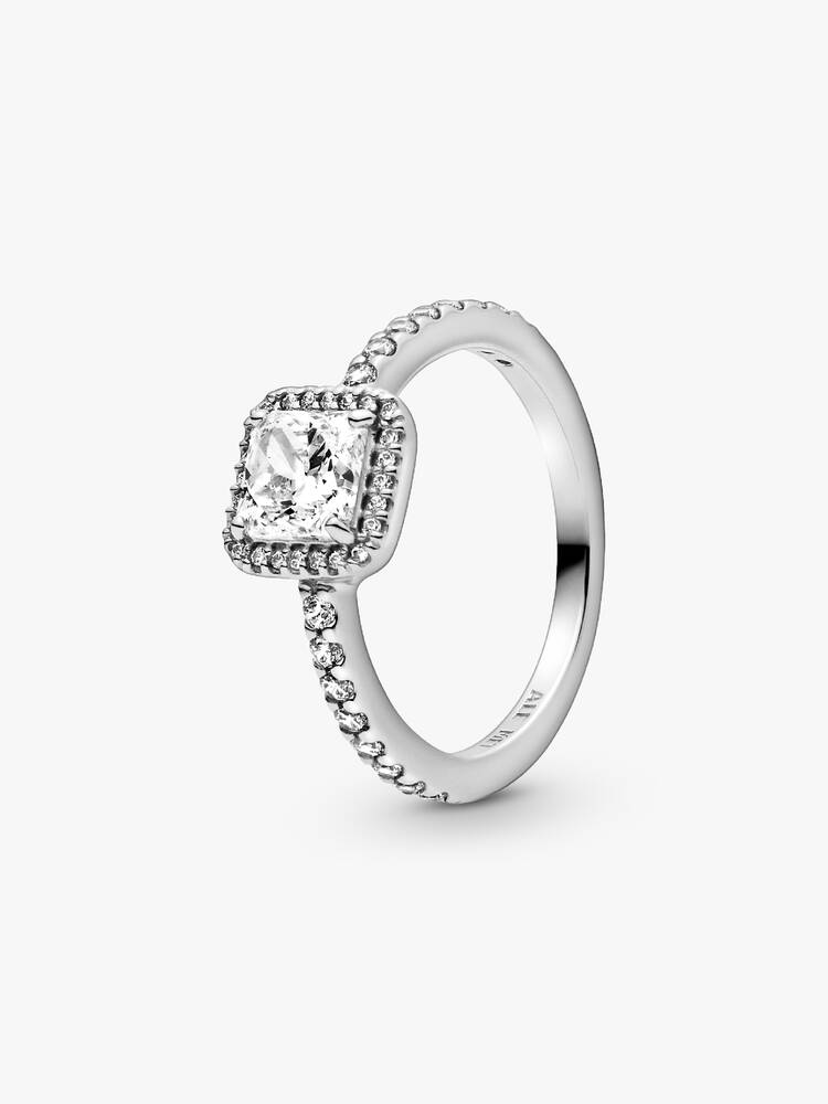 Ring Funkelnder Quadratischer Halo Silber | Pandora
