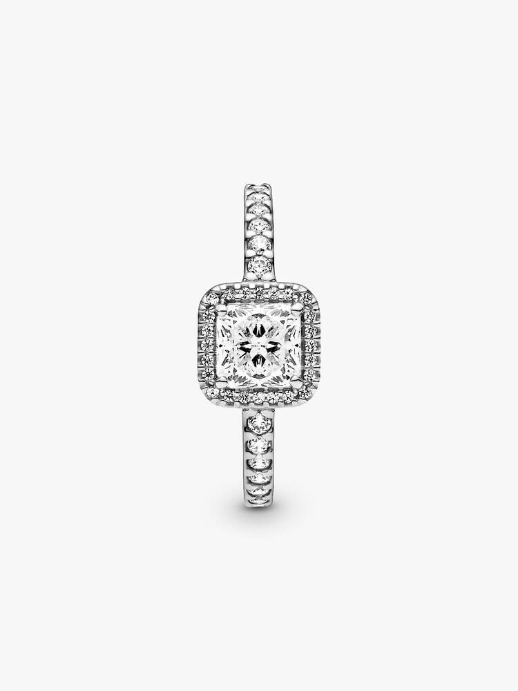 Ring Funkelnder Quadratischer Halo Silber | Pandora