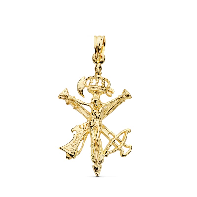 Pendentif Croix Christ Legion Or Jaune 18K 31X20 mm