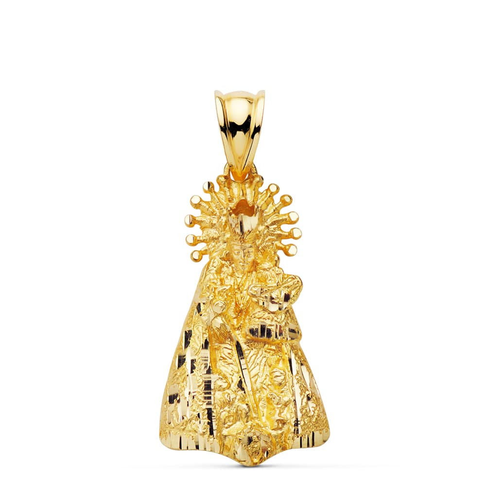 Médaille Silhouette Vierge du Serviable Or Jaune 18K 27X15 mm