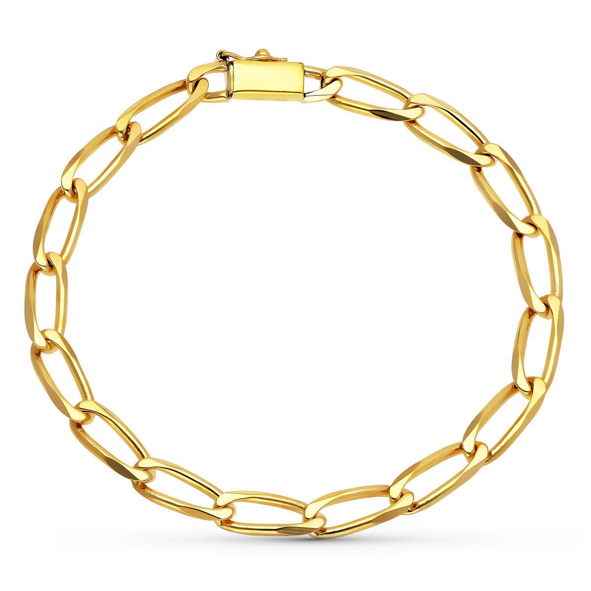 Solid 18K gult gull Figaro armbånd 19 Cmts 5 mm