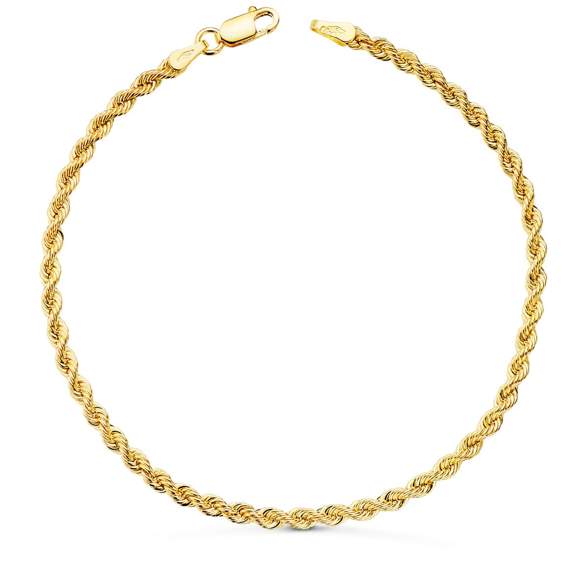 Bracelet en Or Jaune 18K avec Cordon Salomonico Largeur 2,7 mm Longueur 19 Cm