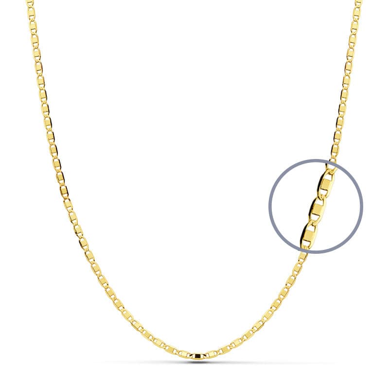 18K Solid Gul Guld Flad Kæde 45 Cm 15 mm