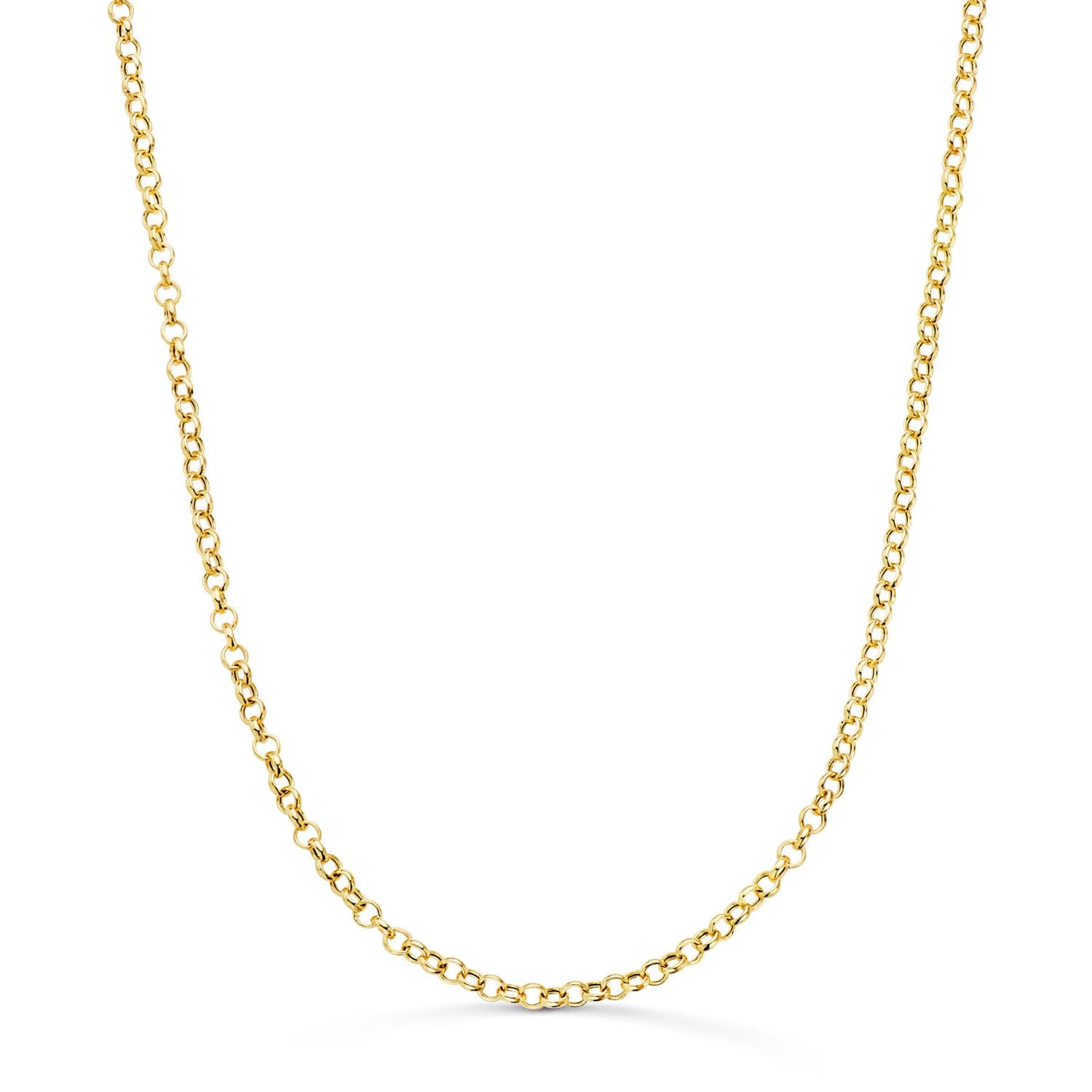 18K Chaîne Or Jaune Jaseron Creuse. 2.5 mm 45 Cm. Fermoir Anneau à Ressort