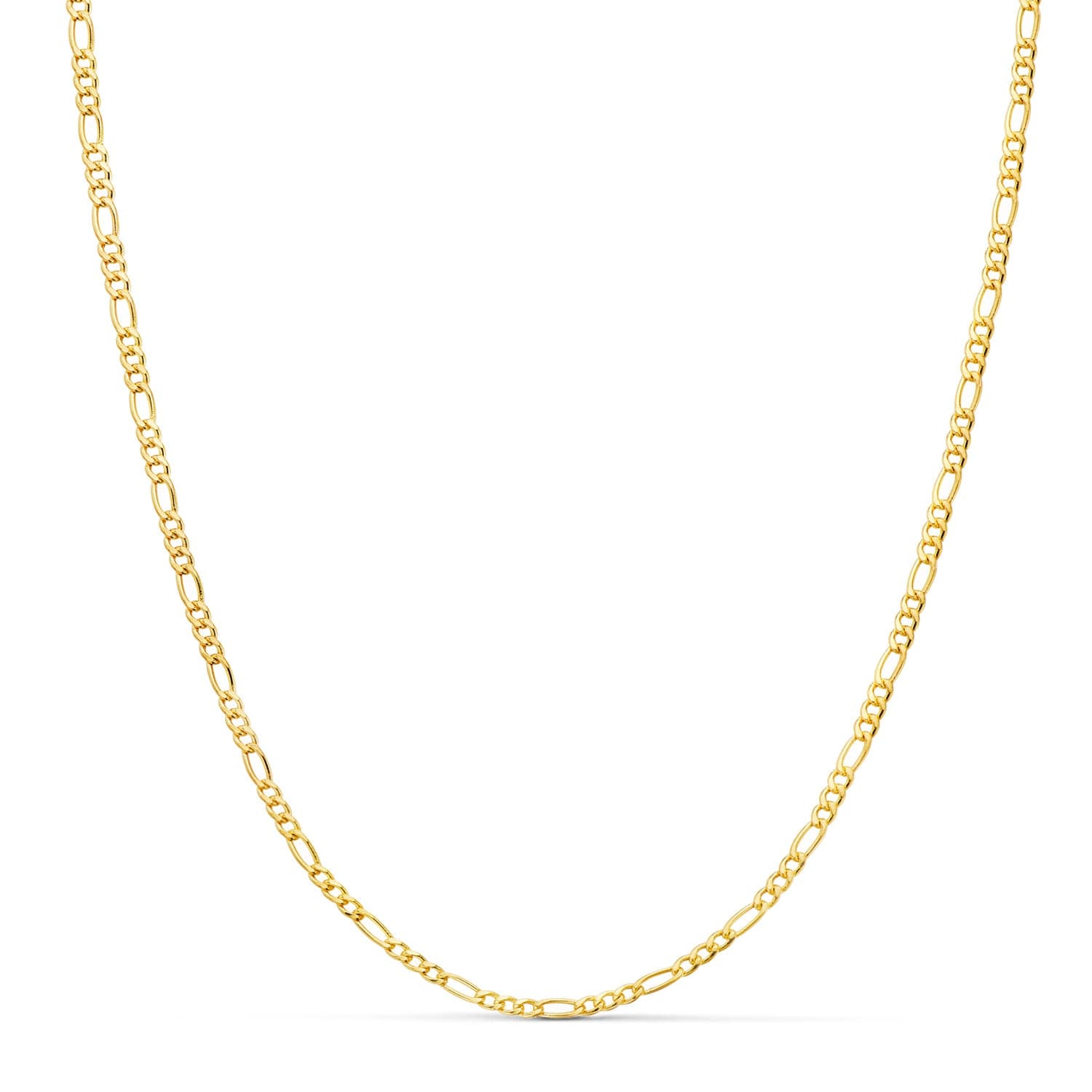 Cadena Figaro Hueca Oro Amarillo 18K 2,5 mm Largo: 60 Cm