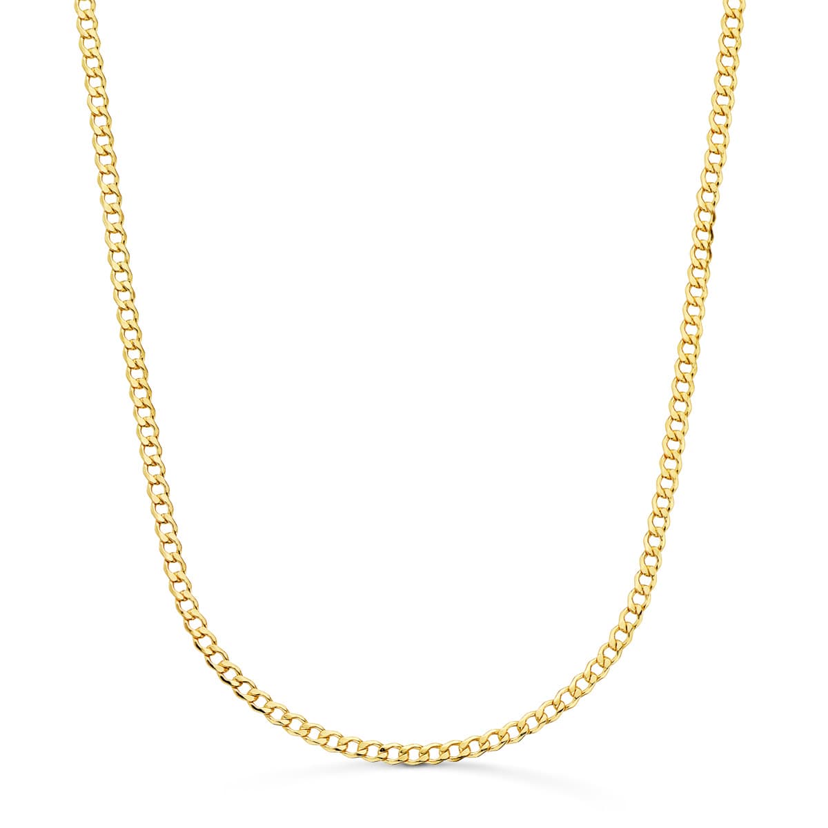18K Chaîne Gourmette Creuse Or Jaune Largeur : 2.5 mm Longueur : 50 Cm