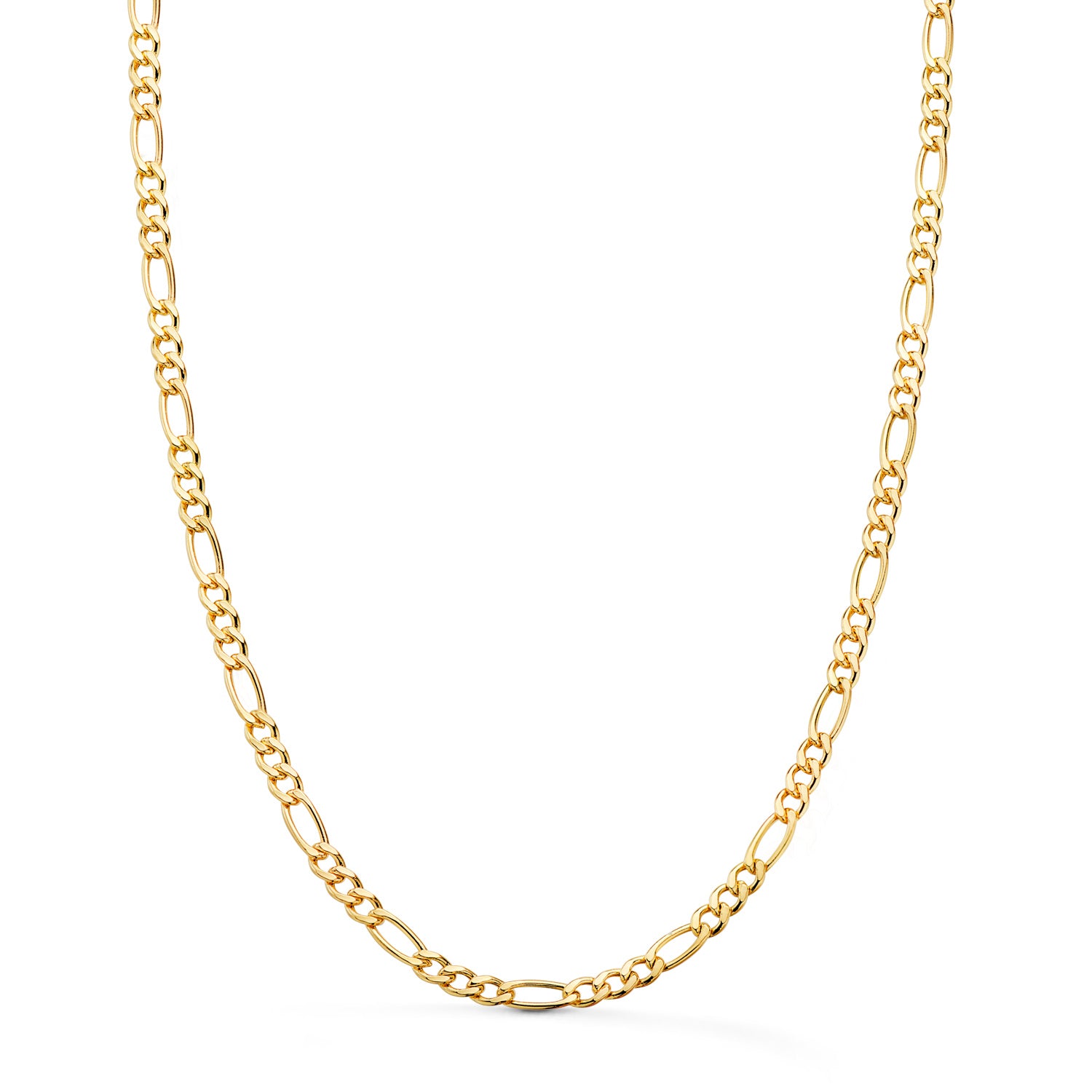 Chaîne Or Jaune Creuse 18K Maillon Figaro Largeur 4 mm Longueur 60 Cm