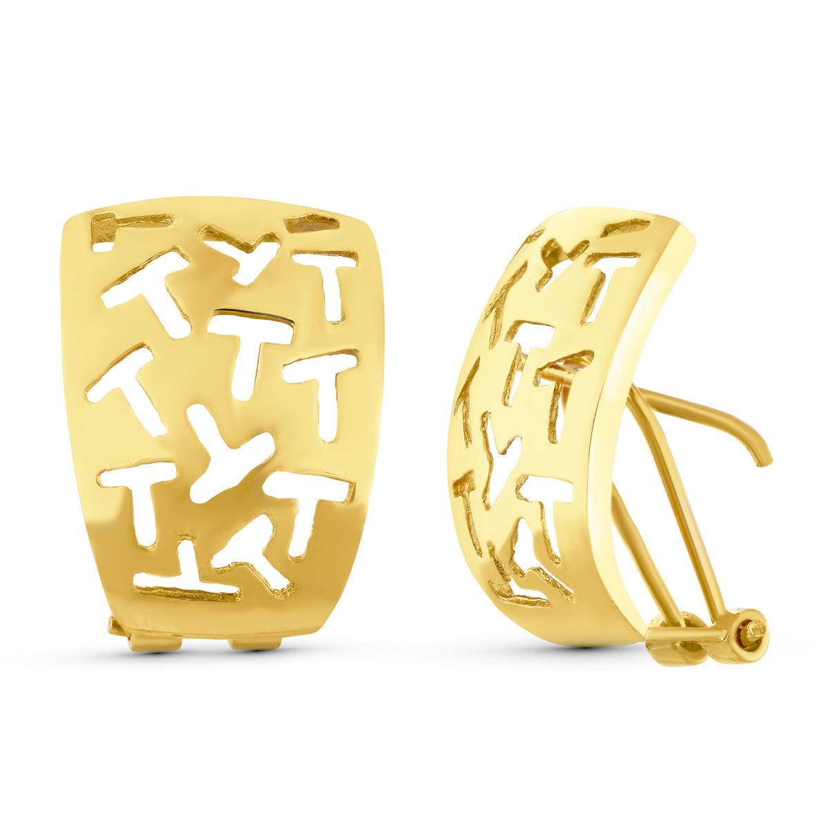 Pendientes Abiertos Oro Amarillo 18K 19X14 mm Cierre Omega