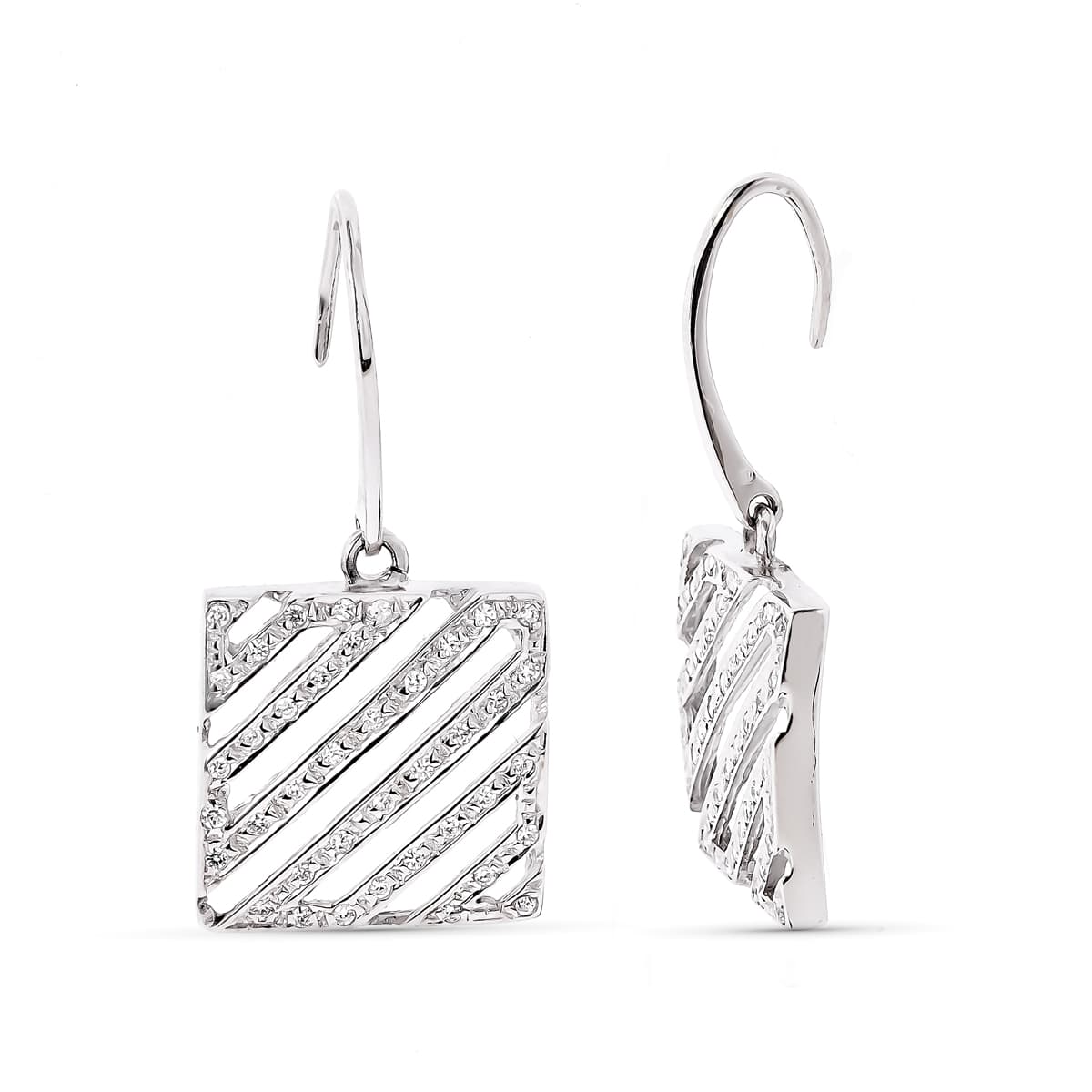 Brincos em ouro branco 18K com zircônia