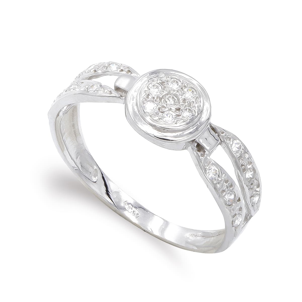 18K hvidguldsring med zirkon Bredde: 7 mm